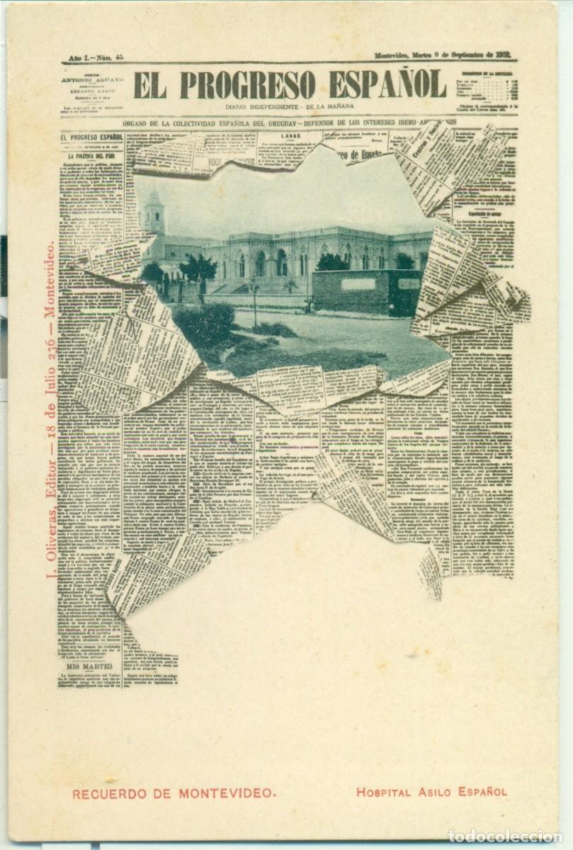 Postales: URUGUAY. RECUERDO DE MONTEVIDEO. EL PROGRESO ESPA&Ntilde;OL.HACIA 1910. - Foto 1