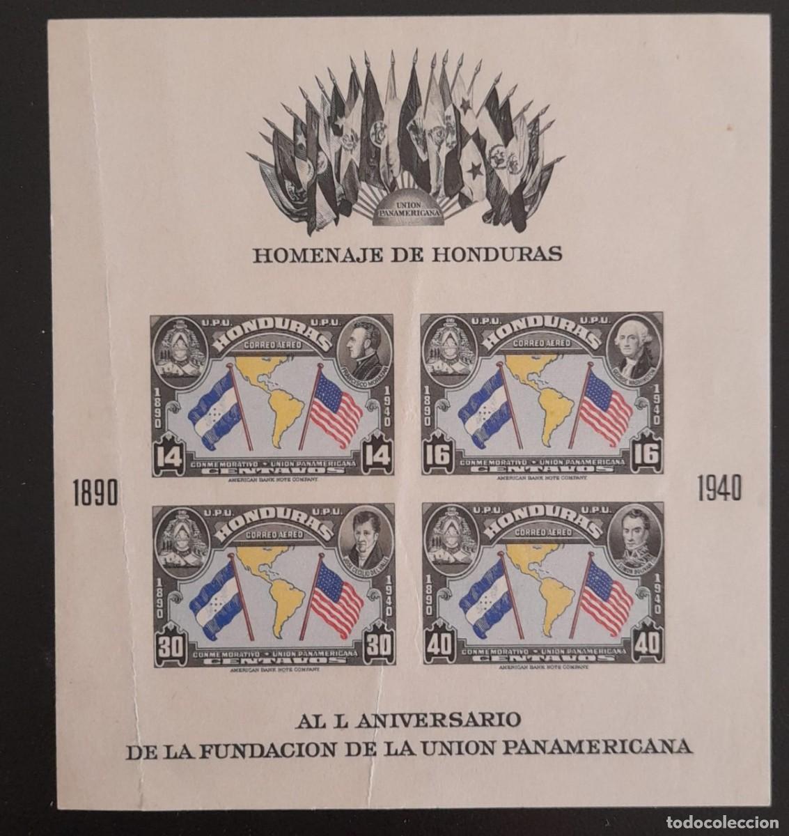 Postales: SD)1940, HONDURAS, TRIBUTE OF HONDURAS TO THE 50TH ANNIVERSARY OF THE FOUNDATION OF THE IMPERFORATED
