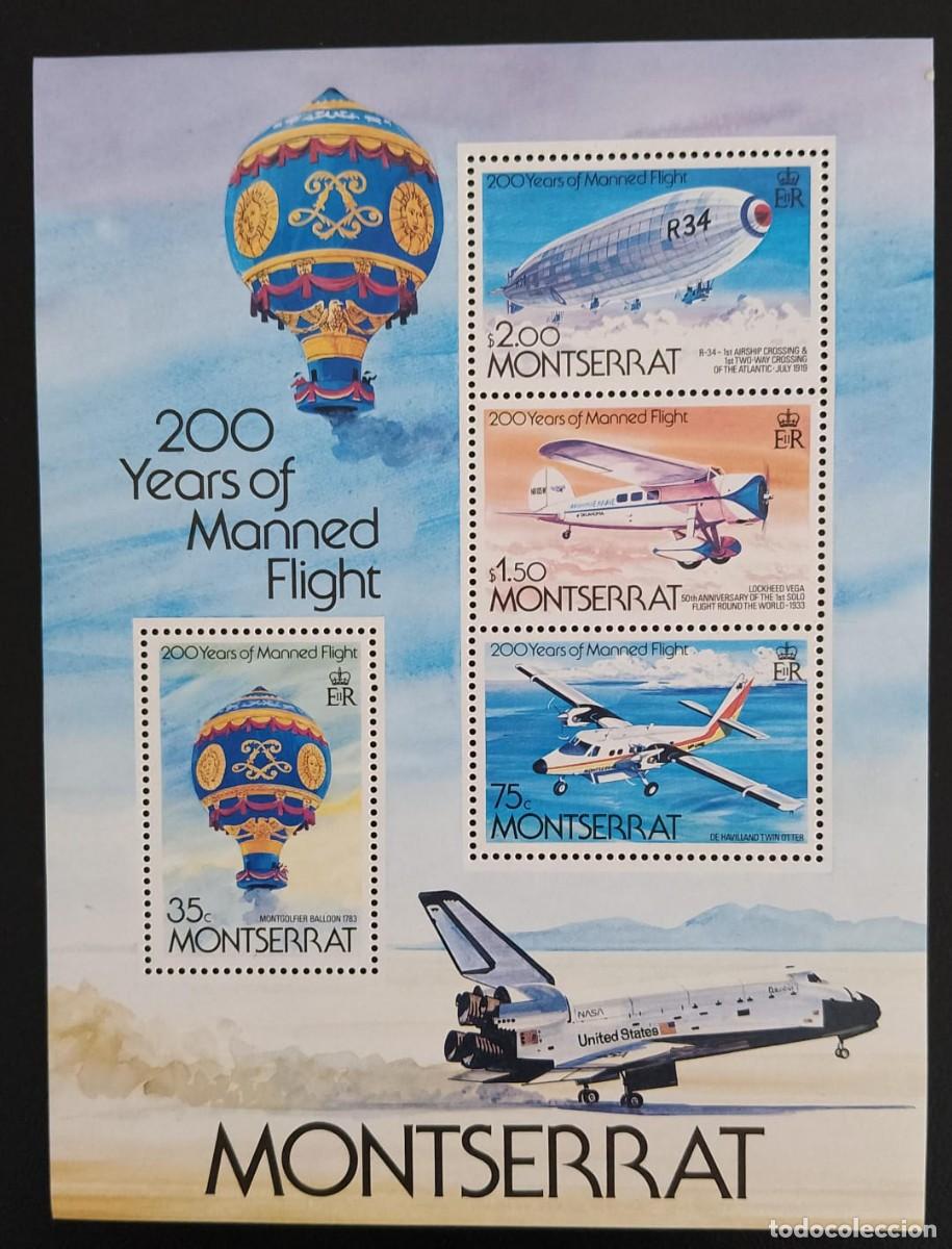 Postkarten: SD)MONSERRAT. PLANES. AIR BALLOONS. SOUVENIR SHEET. MNH