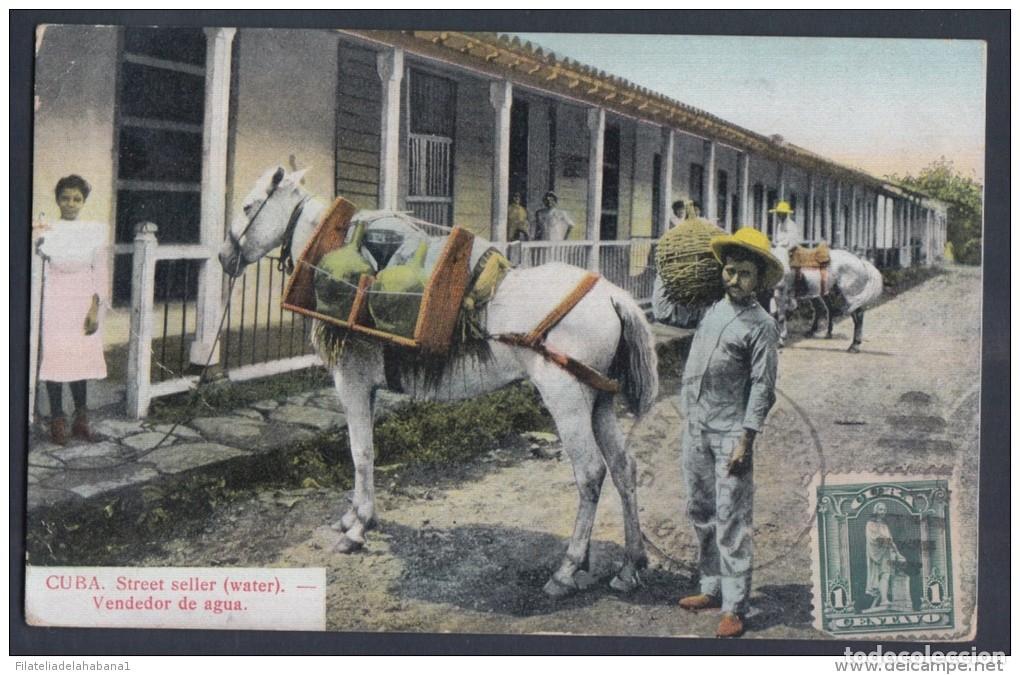Postales: POS-55 CUBA.1908. TARJETA POSTAL A HUNGRIA. HUNGARY. POSTCARD. STREET SELLER WATER. VENDEDOR DE AGUA