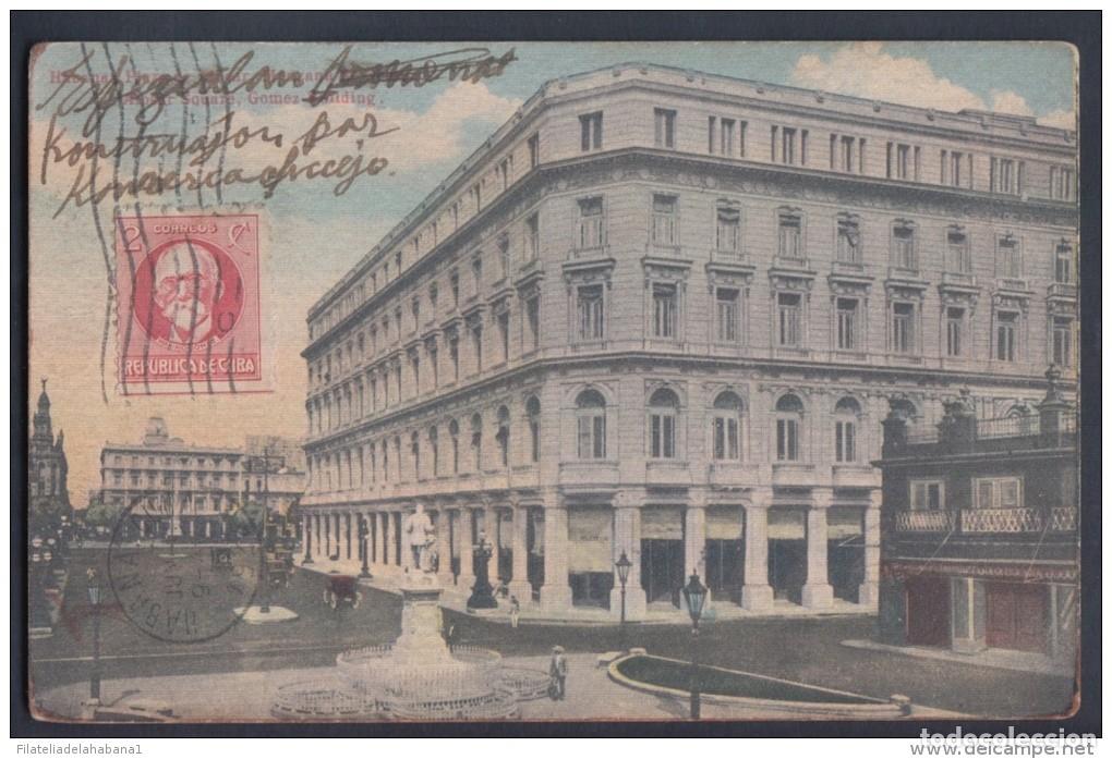 Postales: POS-52 CUBA.1922. TARJETA POSTAL A CHECOSLOVAQUIA. POSTCARD. INGLATERRA HOTEL AND CENTRAL PLACE.