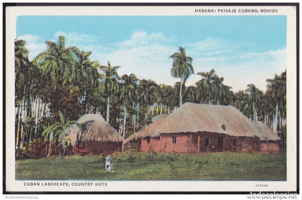 Postales: POS-91 CUBA CIRCA 1950 POSTCARD PAISAJE DEL CAMPO, BOHIOS. LANDSCAPE COUNTRY HUTS. UNUSED