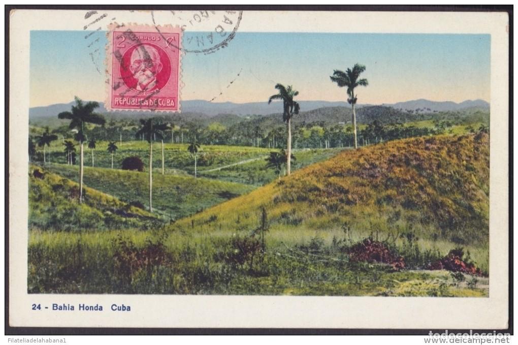 Postales: POS-92 CUBA 1925 POSTCARD BAHIA HONDA PAISAJE CAMPESTRE LANDSPACAPE COUNTRY TO FRANCE FRANCIA