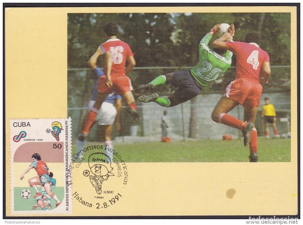 Postales: TMA-34 CUBA 1991. TARJETA MAXIMA JUEGOS PANAMERICANOS. FUTBOL SOCCER FOTBALL
