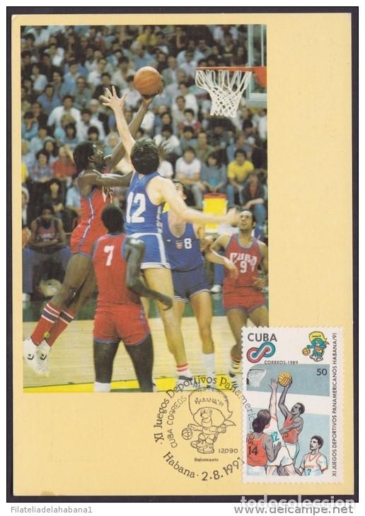 Postales: TMA-31 CUBA 1991. TARJETA MAXIMA JUEGOS PANAMERICANOS. BALONCESTO BASKETBALL.