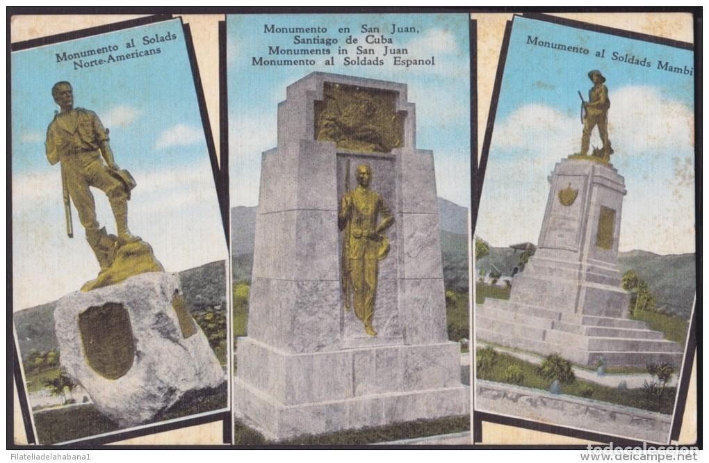 Postales: POS-147 CUBA SANTIAGO DE CUBA POSTCARD. MONUMENTO AL SOLDADO, LOMA DE SAN JUAN. CIRCA 1950.