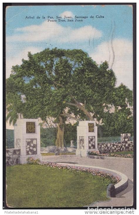 Postales: POS-148 CUBA SANTIAGO DE CUBA POSTCARD. PEACE TREE. CHRISTMAS STAMPS + SEMIPOSTAL. 1956.
