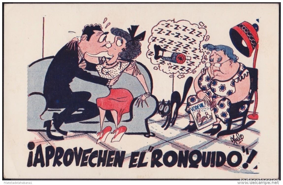 Postales: POS-164 CUBA POSTCARD CIRCA 1950. SATIRICAL CARD. APROVECHEN ROQUIDO.