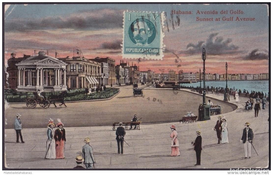 Postales: POS-191 CUBA POSTCARD 1921. VISTA DEL MALECON DESDE EL CASTILLO DE LA PUNTA TO DANMARK DINAMARCA.