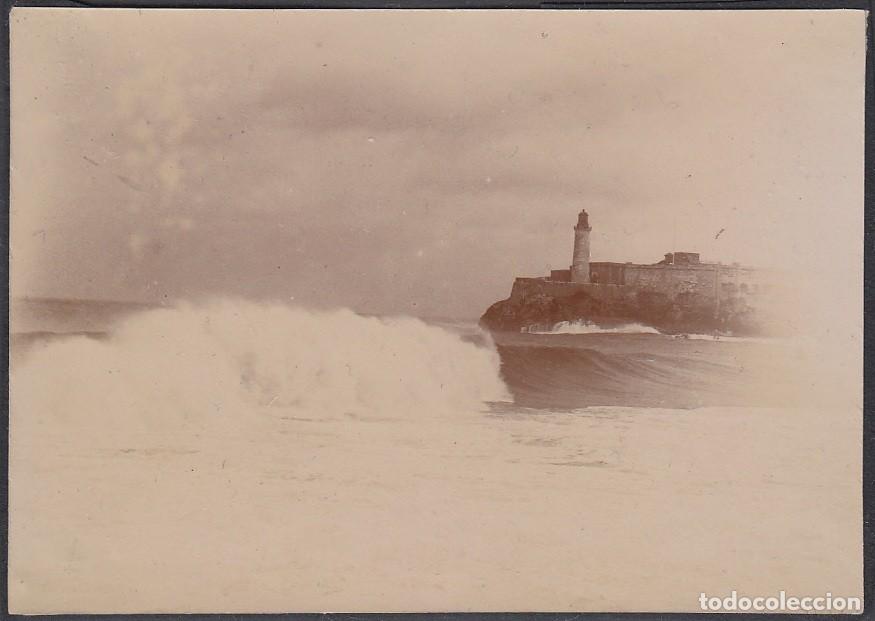 Postales: POS-215 CUBA CIRCA 1910 PHOTO CASTILLO DEL MORRO DESDE EL MALECON CASTLE 7,5 x11cm.