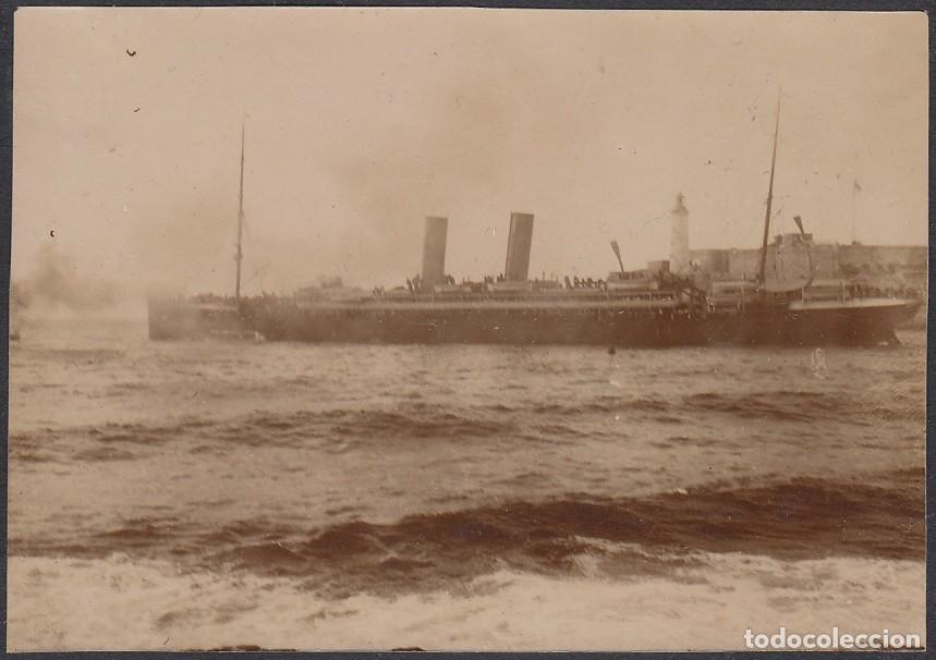 Postales: POS-222 CUBA CIRCA 1910 PHOTO HAVANA HARBOR WITH SHIP. BARCOS EN LA BAHIA DE LA HABANA 7,5 x10,7cm.