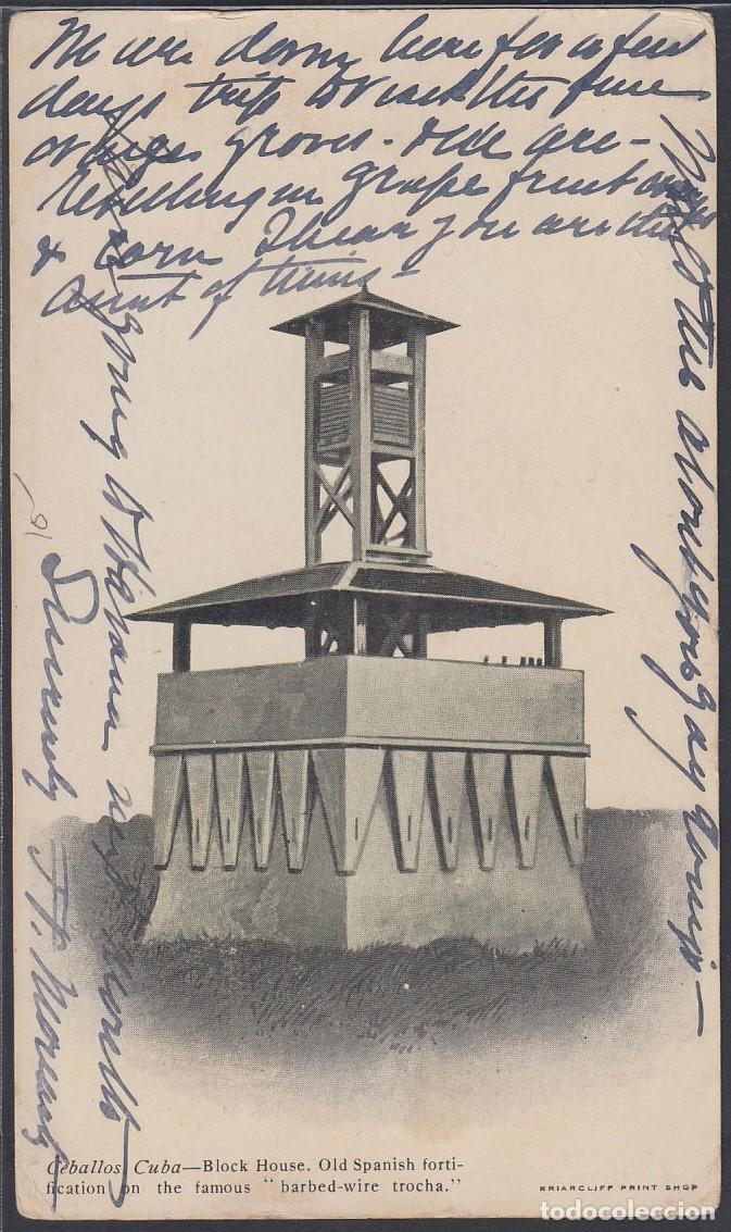 Cartes Postales: POS-310 CUBA POSTCARD.1909. SPANISH FORTIFICATION. AMBULANTE FERROCARRIL SANTA CLARA- SANTIAGO S.P.C