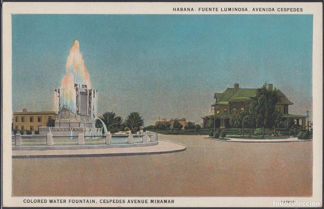 Cartes Postales: POS-311 CUBA POSTCARD. CIRCA 1940. HAVANA HABANA. QUINTA AVENIDA MIRAMAR FUENTE LUMINOSA. COLORED WA