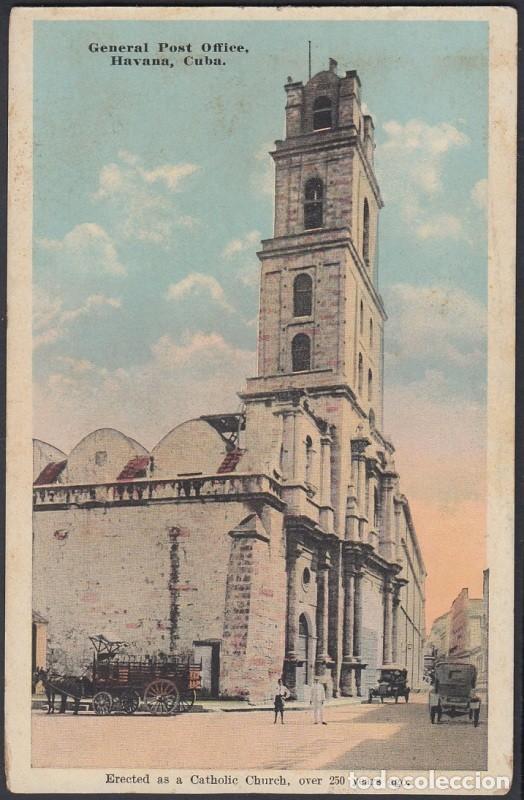 Cartes Postales: POS-323 CUBA POSTCARD HAVANA. HABANA CIRCA 1910. GENERAL POST OFFICE. CHURCH SAN FRANCISCO. UNUSED.