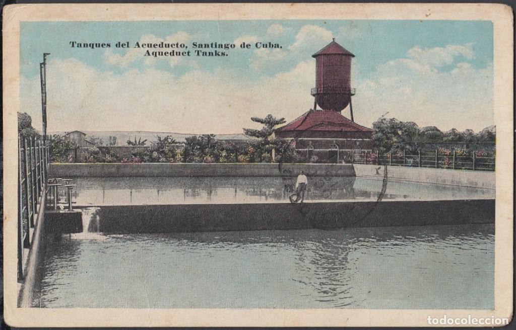 Cartes Postales: POS-423 CUBA POSTCARD. CIRCA 1930. SANTIAGO DE CUBA AQUEDUCT TANK. RARE POSTMARK DOS CAMINOS.
