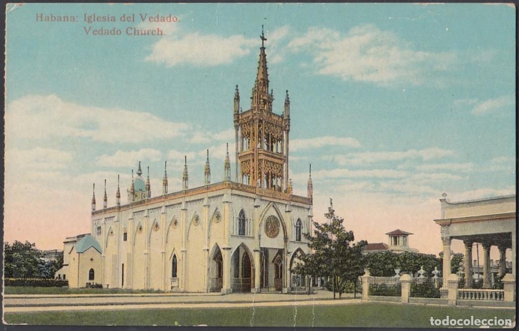 Cartes Postales: POS-465 CUBA POSTCARD. 1924. HABANA IGLESIA DEL VEDADO CHURCH