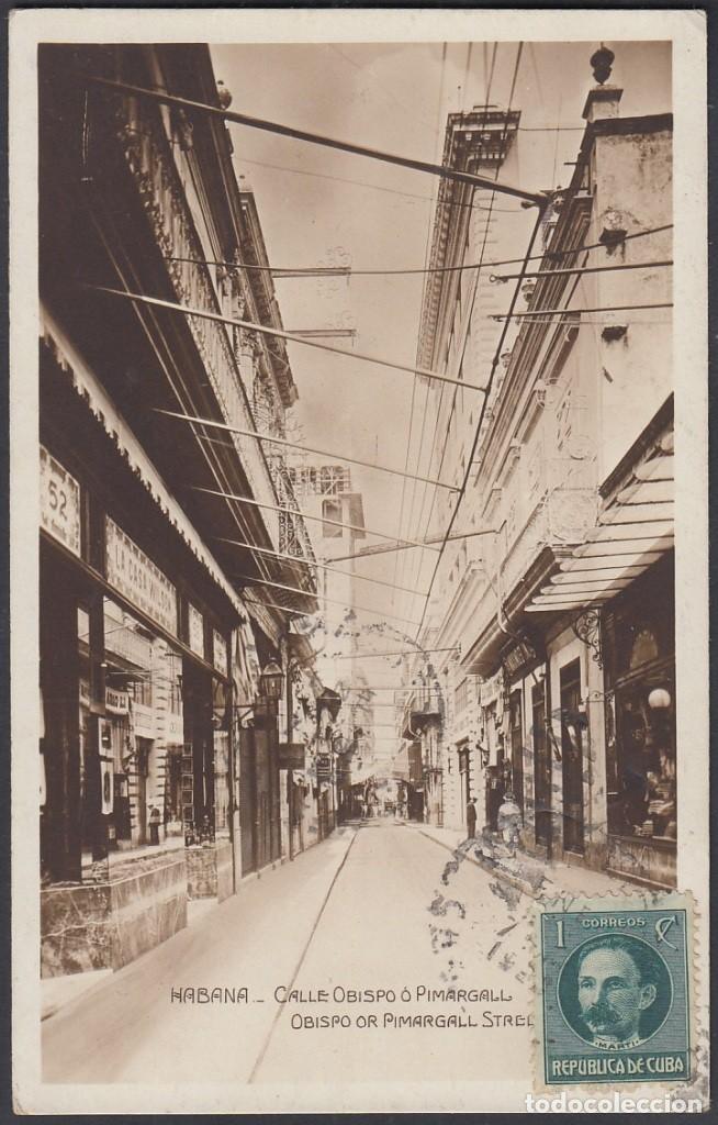Cartes Postales: POS-504 CUBA POSTCARD. 1920. HABANA. CALLE OBISPO COMERCIOS.
