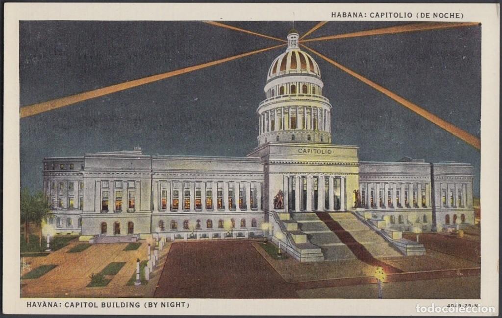 Postkarten: POS-588 CUBA POSTCARD. CIRCA 1930. HABANA. CAPITOL BY NIGHT. CAPITOLIO DE NOCHE.