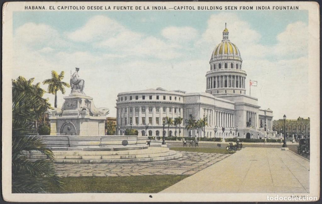 Postkarten: POS-579 CUBA POSTCARD. CIRCA 1920. HABANA. INDIA FOUNT. FUENTE DE LA INDIA Y CAPITOLIO.