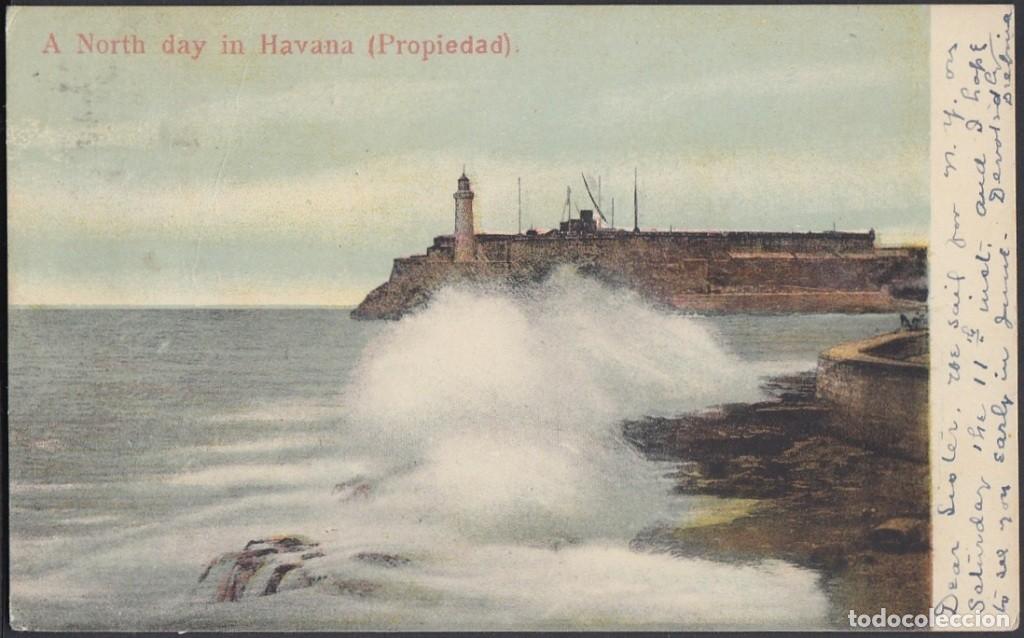Postkarten: POS-593 CUBA POSTCARD. CIRCA 1920. CASTILLO DEL MORRO EN TORMENTA.