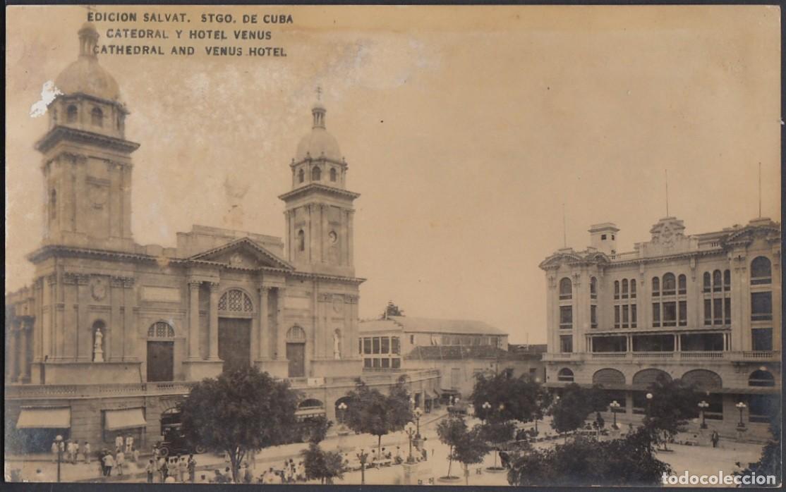 Postkarten: POS-642 CUBA POSTCARD. CIRCA 1905. SANTIAGO DE CUBA. HOTEL VENUS Y CATEDRAL CATHEDRAL.