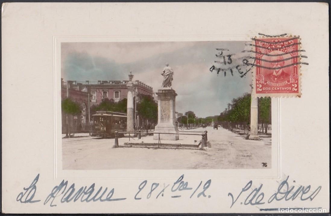 Cartes Postales: POS-665 CUBA POSTCARD. 1913. HABANA. CARLOS III STREET. TRANVIA RAILWAYS TO FRANCE.