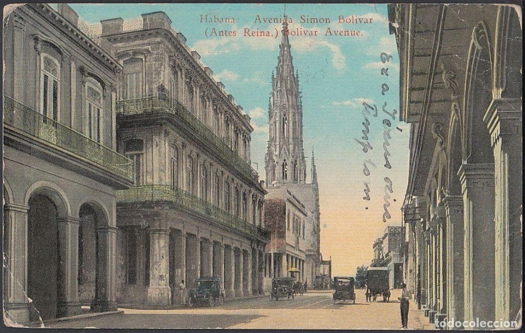 Cartes Postales: POS-699 CUBA POSTCARD. 1924. HABANA. REINA STREET IGLESIA CHURCH TO HUNGARY. POSTAGE DUE.