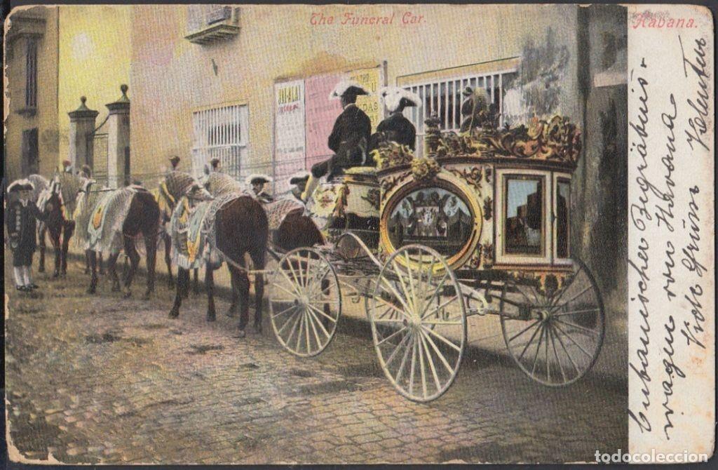 Cartes Postales: POS-714 CUBA POSTCARD. 1906. HABANA. CARRO FUNERARIO. FUNERAL CAR TO AUSTRIA.