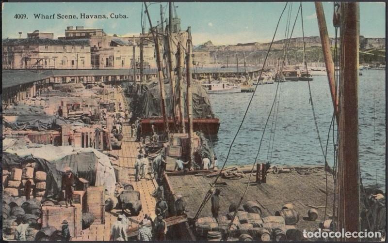 Cartes Postales: POS-798 CUBA POSTCARD CIRCA 1920. HABANA, WHARF SCENE. PUERTO MUELLE DE CABALLERIA.
