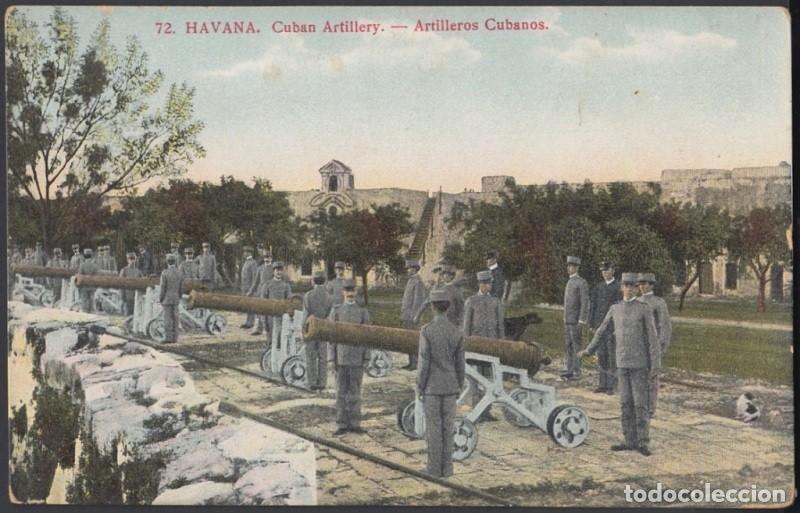 Cartes Postales: POS-800 CUBA POSTCARD CIRCA 1910. HABANA, MORRO CASTLE ARTILLERY. ARTILLEROS DEL MORRO.