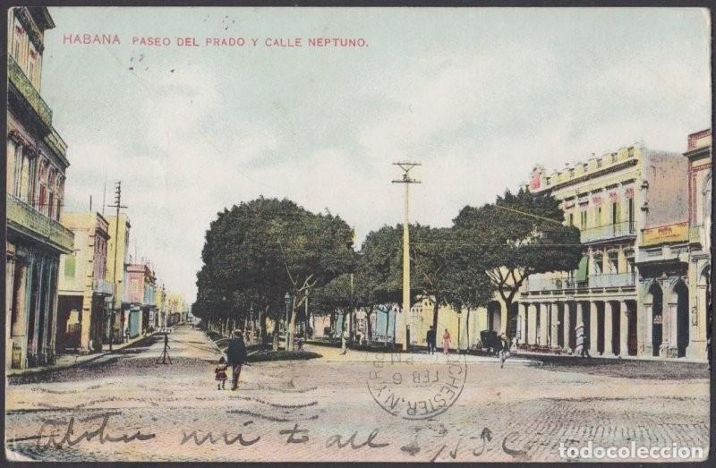 Postcards: POS-913 CUBA POSTCARD. 1909. HAVANA, PASEO DEL PRADO Y NEPTUNO. USED.