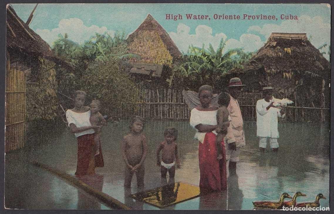 Postcards: POS-975 CUBA POSTCARD CIRCA 1920. CICLON HIGH WATER. COUNTRY PEOPLE.