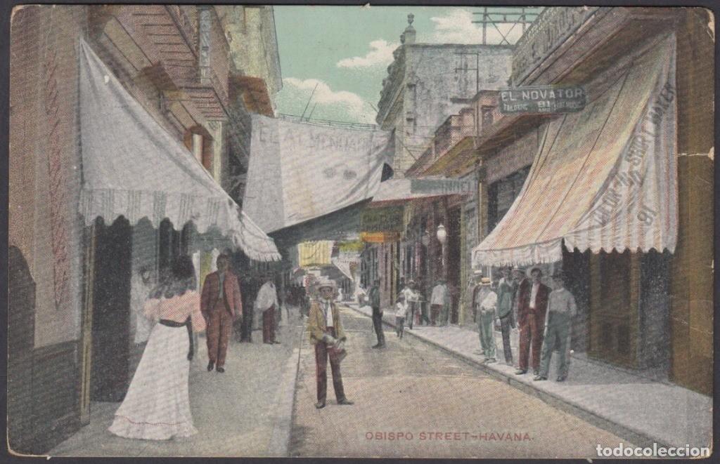 Postcards: POS-1028 CUBA POSTCARD. CIRCA 1905. CALLE OBISPO STREET, HABANA.