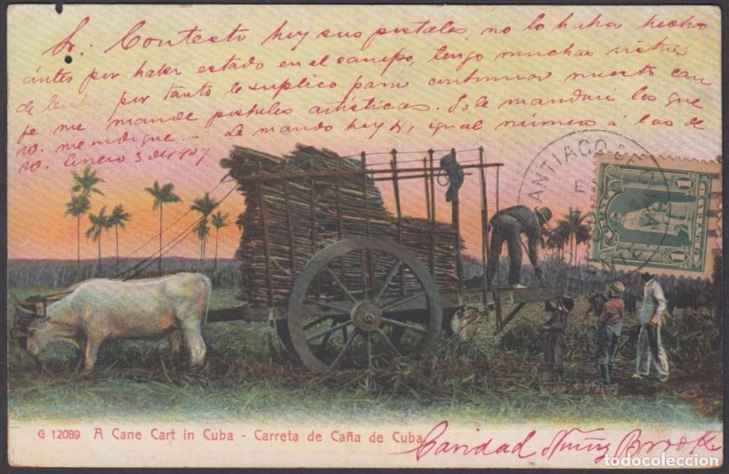 Postcards: POS-1019 CUBA POSTCARD. 1907. CARRETA DE CA&Ntilde;AS, CANE CART