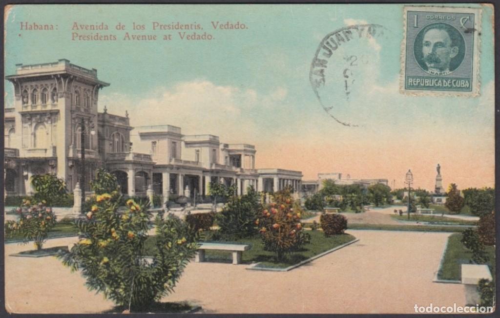 Postcards: POS-1025 CUBA POSTCARD. 1924. AVENIDA DE LOS PRESIDENTES, VEDADO, HABANA.