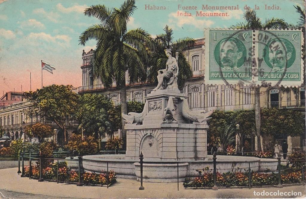 Postcards: POS-1089 CUBA 1926 POSTCARD INDIA FOUNT HOLGUIN TO FRANCE. S.E.E CANCEL