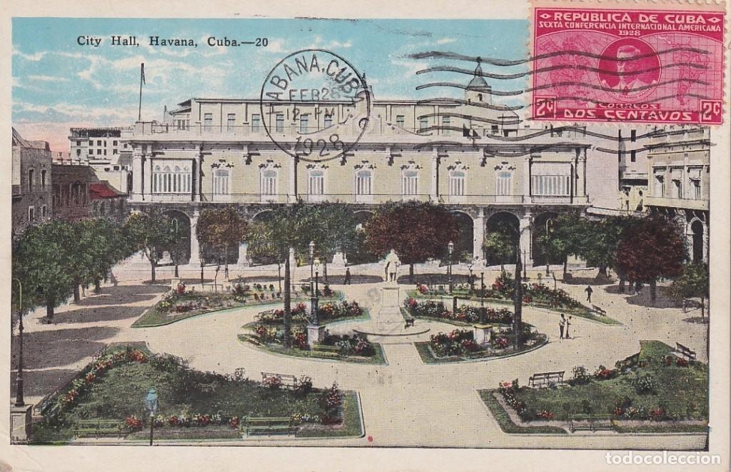 Postais: POS-1106 CUBA CIRCA 1928 POSTCARD 2c SEXTA CONFERENCIA. CITY HALL CENTRAL PARK.
