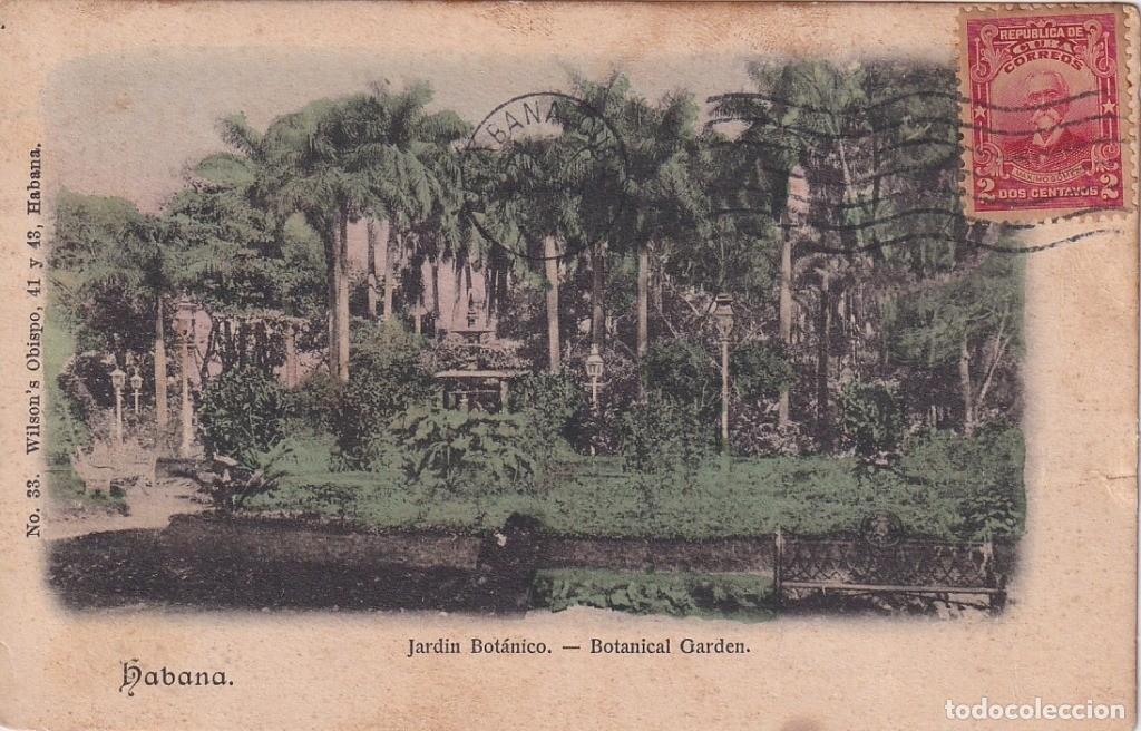 Postais: POS-1107 CUBA 1911 POSTCARD JARDIN BOTANICO BOTANICAL GARDEN TO GIJON SPAIN.