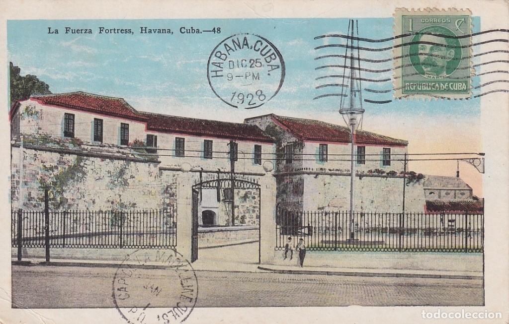 Postais: POS-1114 CUBA 1928 POSTCARD LA FUERZA FORTRESS HAVANA TO ONTARIO CANADA.