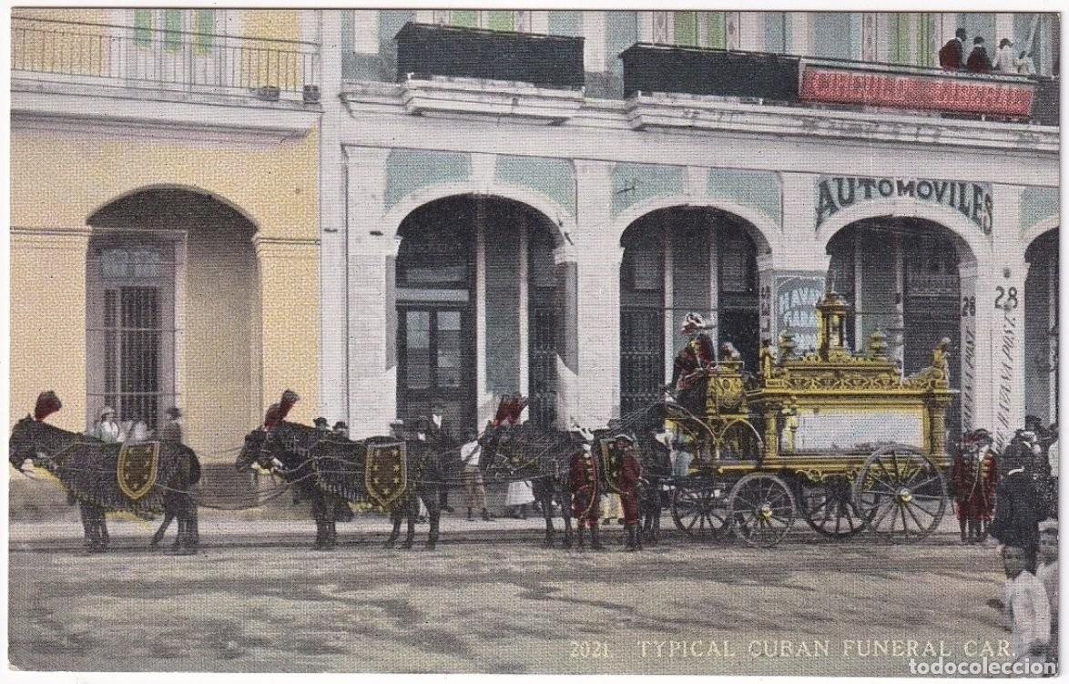 Postais: POS-1134 CUBA POSTCARD UNUSED CIRCA 1910 MORTUORY FUNERAL CAR, CARROZA FUNERARIA HABANA.