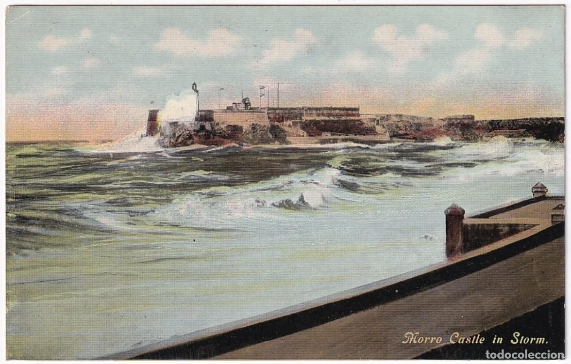Postais: POS-1146 CUBA POSTCARD UNUSED CIRCA 1920 MORRO CASTLE IN STORM. TORMENTA DESDE EL MALELECON DE LA HA