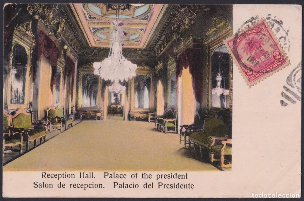 Postcards: POS-1174 CUBA POSTCARD 1907 SALA DE LOS ESPEJOS PALACIO PRESIDENTIAL PALACE, MIRRIOR HALL.