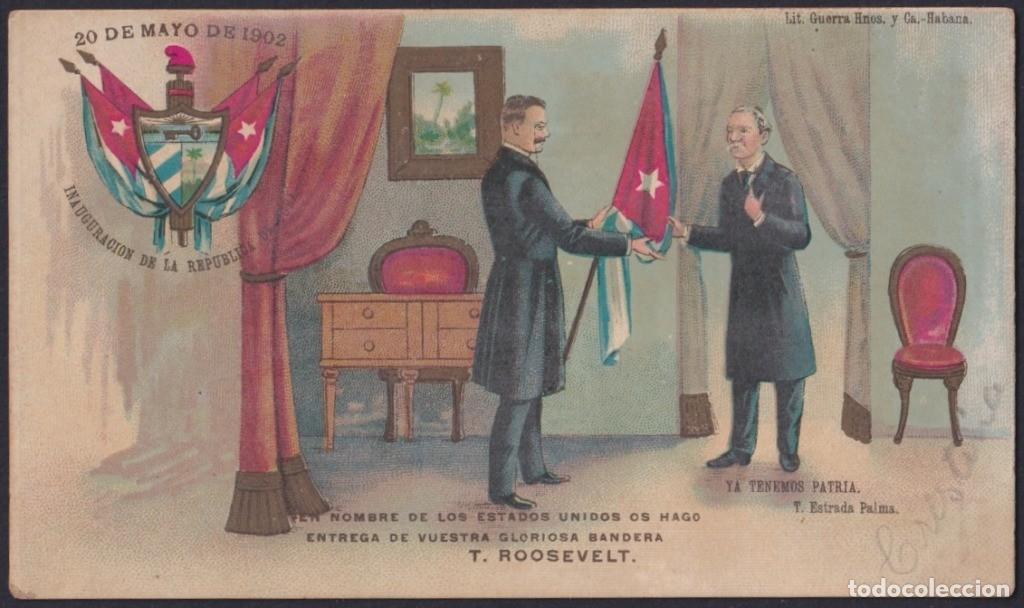 Postcards: POS-1180 CUBA POSTCARD 1902 PRESIDENTE ESTRADA PALMA RECIBIENDO BANDERA