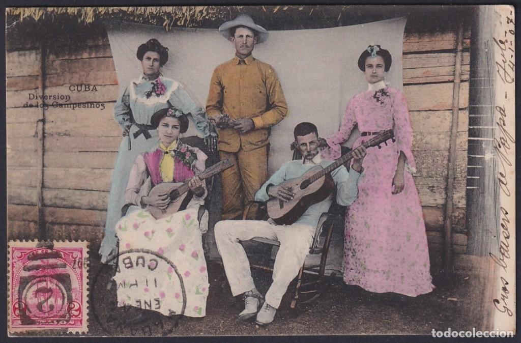 Cartoline: POS-1231 CUBA POSTCARD 1907 COUNTRY GUITARS. DIVERSION PAREJAS DE CAMPESINOS.