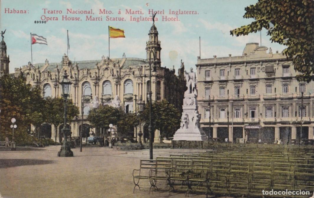 Cartoline: POS-1318 CUBA POSTCARD CIRCA 1910 HAVANA OPERA HOUSE MARTI STATUE INGLATERRA HOTEL.