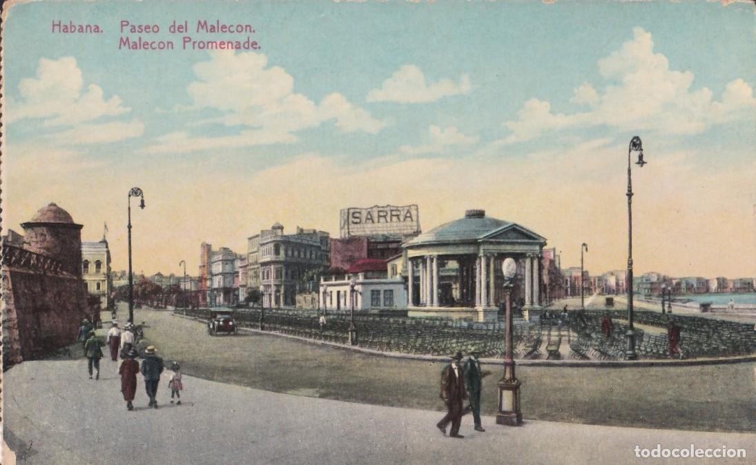 Cartoline: POS-1345 CUBA POSTCARD CIRCA 1920 PASEO DEL MALECON SARRA DRUG STORE ADVERTISING.