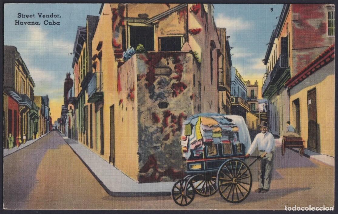 Postcards: POS-1452 CUBA POSTCARD 1946 HAVANA AMBULANT VENDOR ON STREET TO FRANCE