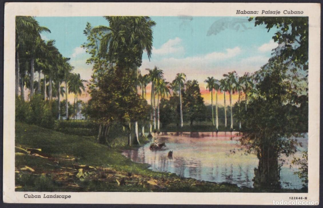 Postcards: POS-1457 CUBA POSTCARD 1948 PAISAJE CAMPESTRE COUNTRY LANDSCAPE TO FRANCE