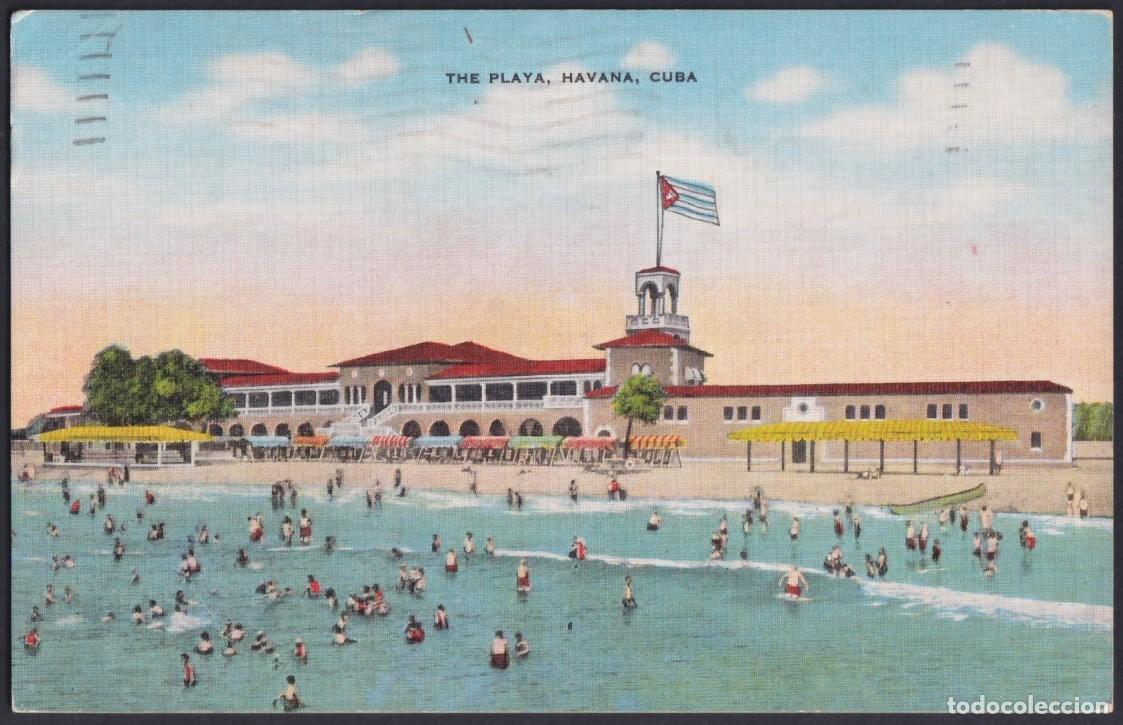 Postcards: POS-1504 CUBA POSTCARD 1951 HAVANA PLAYA DE MARIANAO BEACH TO FRANCE.