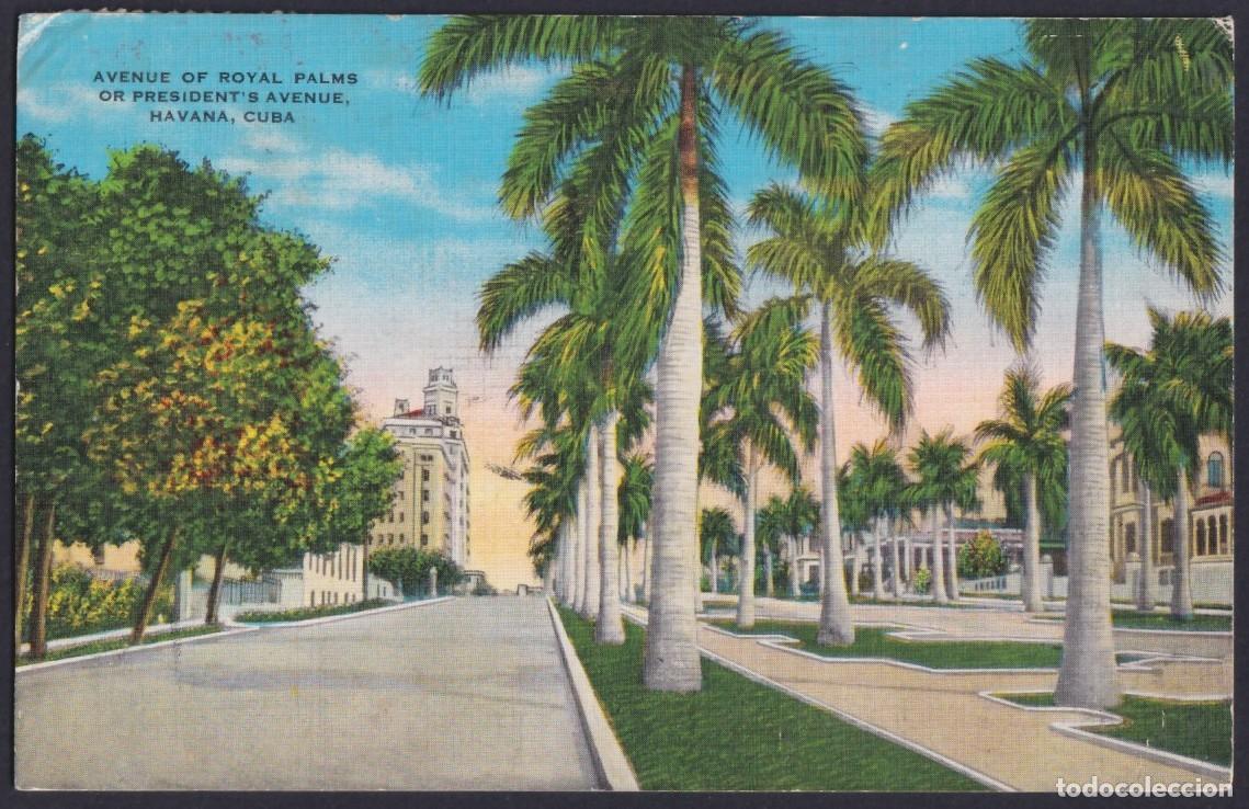Postcards: POS-1465 CUBA POSTCARD 1946 HAVANA PRESIDENT HOTEL AVENUE CALLE PASEO TO FRANCE